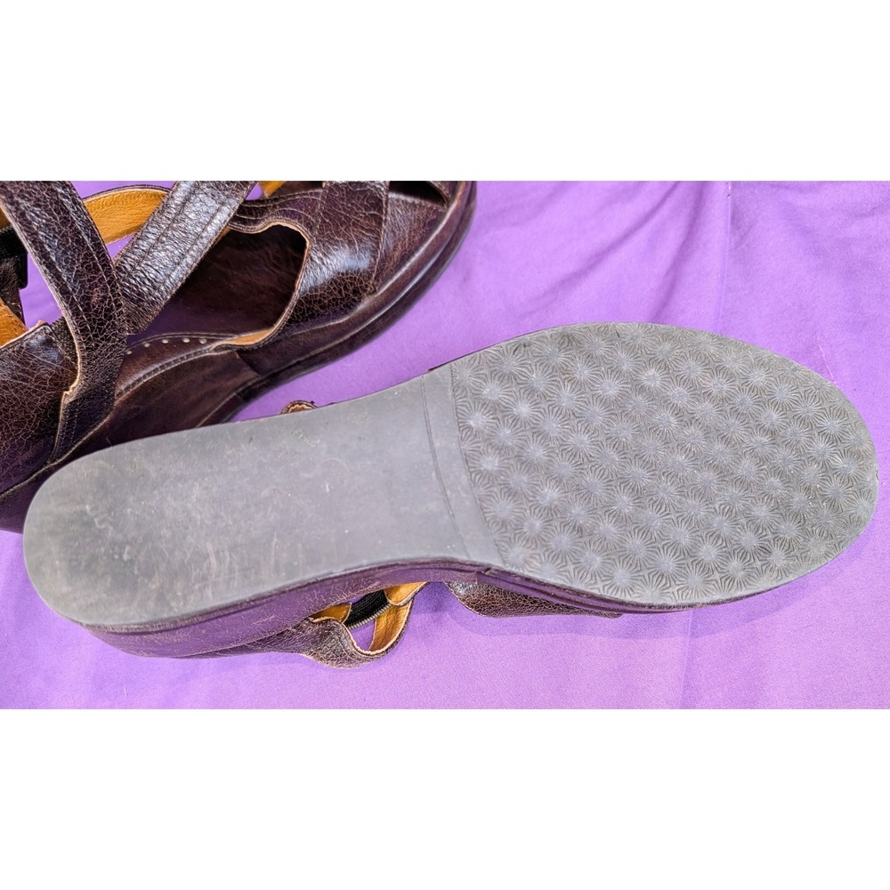 Re-mix Vintage Meadow Brown Croc Sz 9M Buckle Sandals Wedge Platform Leather - Picture 10 of 16
